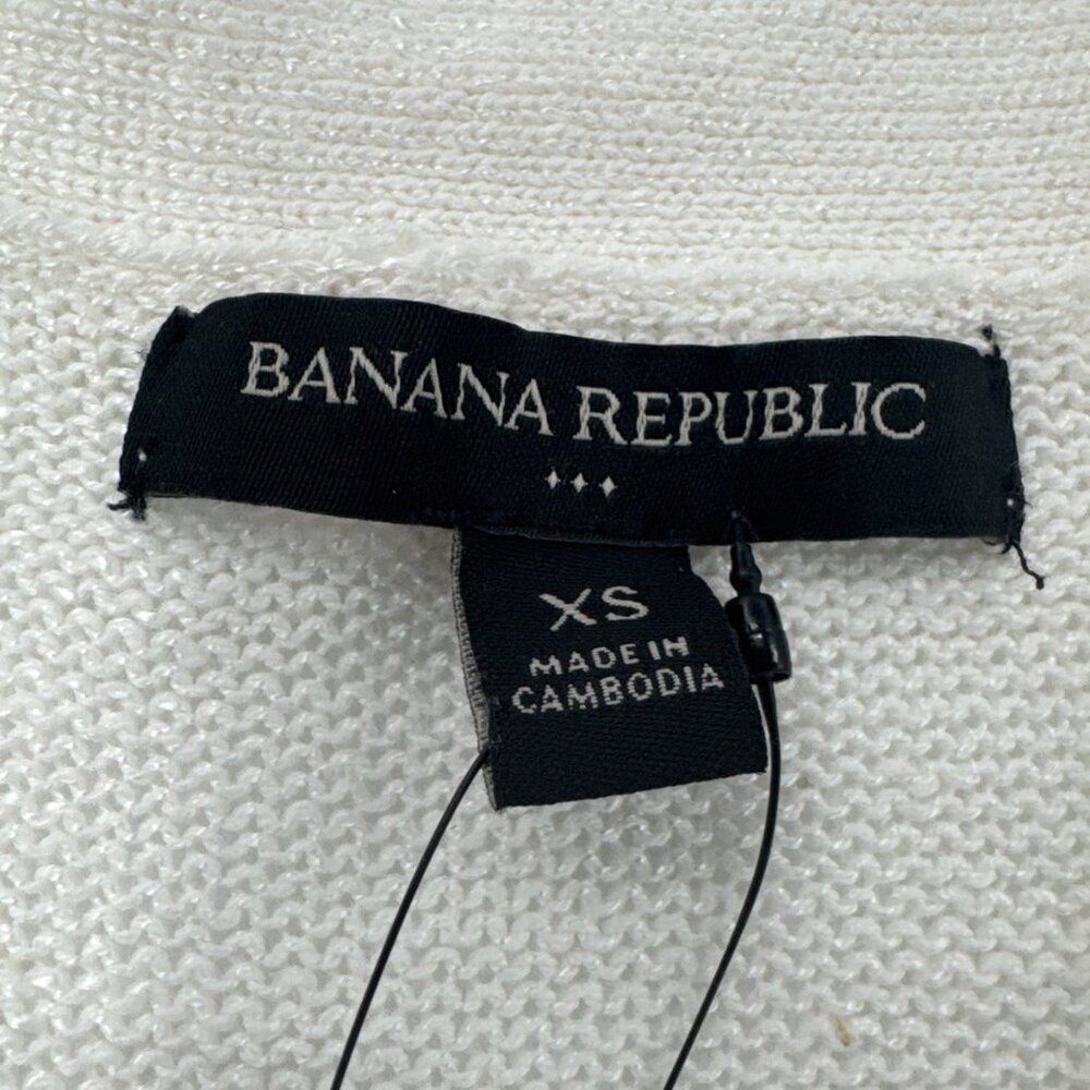 Banana Republic Cardigan Sweater Womens XS Ivory 3 Button V-Neck Preppy $90 NEW - Picture 2 of 11
